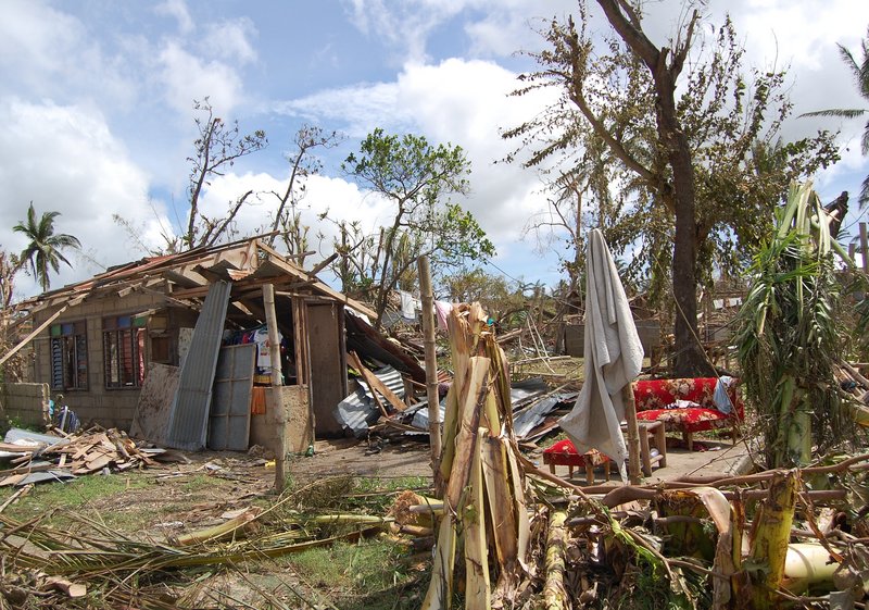 Zerstörte Häuser auf den Philippinen nach Katastrophe